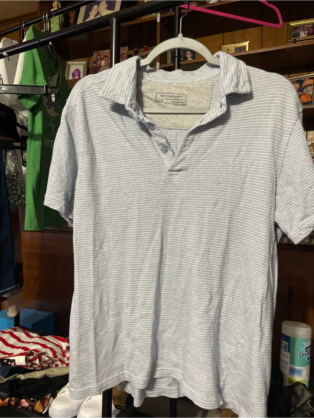 Rockport Men’s Light Blue & White Striped Polo